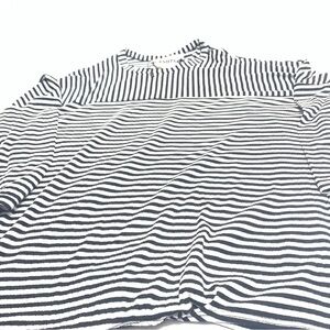 Hashtag Women’s Crew Neck Drop Waist Black White Striped 3/4 sleeve Shirt